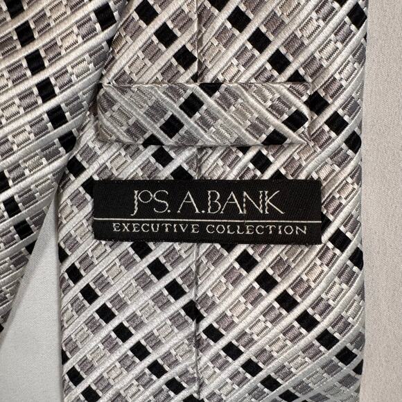 Jos. A. Bank Men’s Executive Collection Silk Necktie Gray Geometric Tie Classic - Picture 2 of 8
